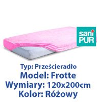 SANIPUR  Podkład higieniczny Prześc Nieprze. Frotte z gumą, Różowy,  roz.120x200cm.  (TS0105_0310)