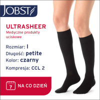 JOBST Podkolanówki Ultra Sheer Petite, zamknięte palce, klasa kompresji CCL2, Kolor czarny rozm. I (7358400187)