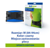 ACTIMOVE SE  Orteza lędźwiowo-krzyżowa z 4 stalowymi unieruchomieniami i pasami dociągowymi  rozm. M  czarny (84cm - 94cm) (7554121)