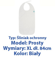 SANIPUR  Śliniak ochronny prosty, Biały, frotte roz XL dł. 84cm  (TS0801_04)