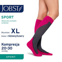 JOBST Podkolanówki SPORT AD, 20-30mmHg, zamknięte palce, Kolor róż/szary rozm. XL (7529000063)
