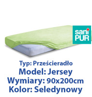 SANIPUR  Podkład higieniczny Prześc Nieprze. Jersey z gumą, Seledynowy, roz.90x200cm  (TS0106_0252)