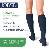 JOBST Podkolanówki TRAVEL AD, 15-20mmHg, zamknięte palce, Kolor czarny rozm. 5  45/46 (7927200007)