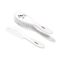 ONO  Szczotka z naturalnym super miękkim włosiem z grzebieniem  0m  ZEBRA   (570/03) biały