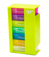 REA TAPE  Pudełko na tabletki wieża poniedziałek-niedziela Zielony  1szt   (k=96)