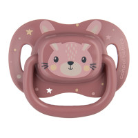 CANPOL Smoczek do uspokajania silikonowy symetryczny  Cute Animals różowy  18m   (34/926_pin)