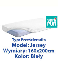 SANIPUR  Podkład higieniczny Prześc Nieprze. Jersey z gumą, Biały,  roz.160x200cm  (TS0106_0501)