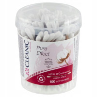 CLEANIC PATYCZKI   PURE EFFECT  100 szt  pudełko okrągłe  (stick PAP)   (k=60)