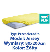 SANIPUR  Podkład higieniczny Prześc Nieprze. Jersey z gumą, Żółty, roz.80x200cm  (TS0106_0104)