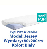 SANIPUR  Podkład higieniczny Prześc Nieprze. Jersey z gumą, Biały, roz.80x200cm  (TS0106_0101)