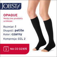 JOBST Podkolanówki Opaque Petite, otwarte palce, klasa kompresji CCL2, Kolor czarny, rozm. I (7062600174)