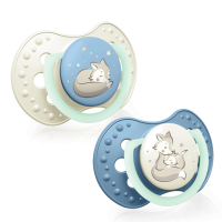 LOVI  Smoczek silikonowy dynamiczny  3-6m  2szt  Night&Day Boy
