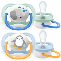 AVENT  Smoczki do uspokajania ULTRA AIR Słoń/Pingwin  0-6m  Boy  2szt   (080/05)