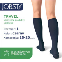 JOBST Podkolanówki TRAVEL AD, 15-20mmHg, zamknięte palce, Kolor czarny rozm. 1  37/38 (7884400007)