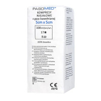 #PASOMED  Kompresy niejałowe 17-nitkowe 8 warstwowe  5cm x 5cm  100szt
