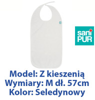 SANIPUR  Śliniak ochronny z kieszenią, Seledynowy,  frotte roz. M dł. 57cm  (TS0802_0233)