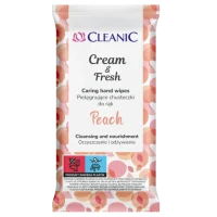 CLEANIC  Chusteczki pielegnujące do rąk  Cream&Fresh  Brzoskwinia  15szt   (k=14)