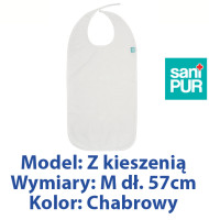 SANIPUR  Śliniak ochronny z kieszenią, Chabrowy,  frotte roz. M dł. 57cm  (TS0802_0247)