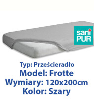 SANIPUR  Podkład higieniczny Prześc Nieprze. Frotte z gumą, Szary,  roz.120x200cm.  (TS0105_0342)