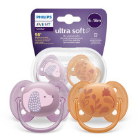 AVENT  Smoczki do uspokajania ULTRA SOFT Piesek/Neutral  6-18m  2szt   (091/18)