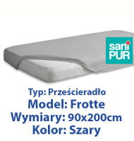 SANIPUR  Podkład higieniczny Prześc Nieprze. Frotte z gumą, Szary,  roz.90x200cm.  (TS0105_0242)