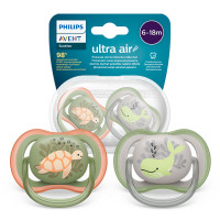 AVENT  Smoczki do uspokajania ULTRA AIR Żółw/Wieloryb  6-18m  2szt   (085/60)