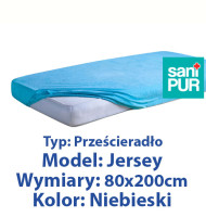 SANIPUR  Podkład higieniczny Prześc Nieprze. Jersey z gumą, Niebieski,  roz.80x200cm  (TS0106_0124)