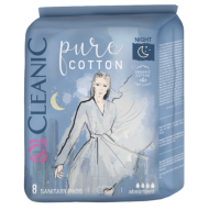 #CLEANIC  Podpaski Pure Cotton na noc  8szt   (k=12)