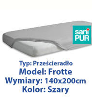 SANIPUR  Podkład higieniczny Prześc Nieprze. Frotte z gumą, Szary, roz.140x200cm.  (TS0105_0442)