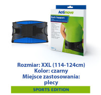 ACTIMOVE SE  Orteza lędźwiowo-krzyżowa z 4 stalowymi unieruchomieniami i pasami dociągowymi  rozm. XXL  czarny (114cm - 124cm) (7554124)