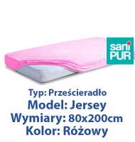 SANIPUR  Podkład higieniczny Prześc Nieprze. Jersey z gumą, Różowy,  roz.80x200cm  (TS0106_0110)